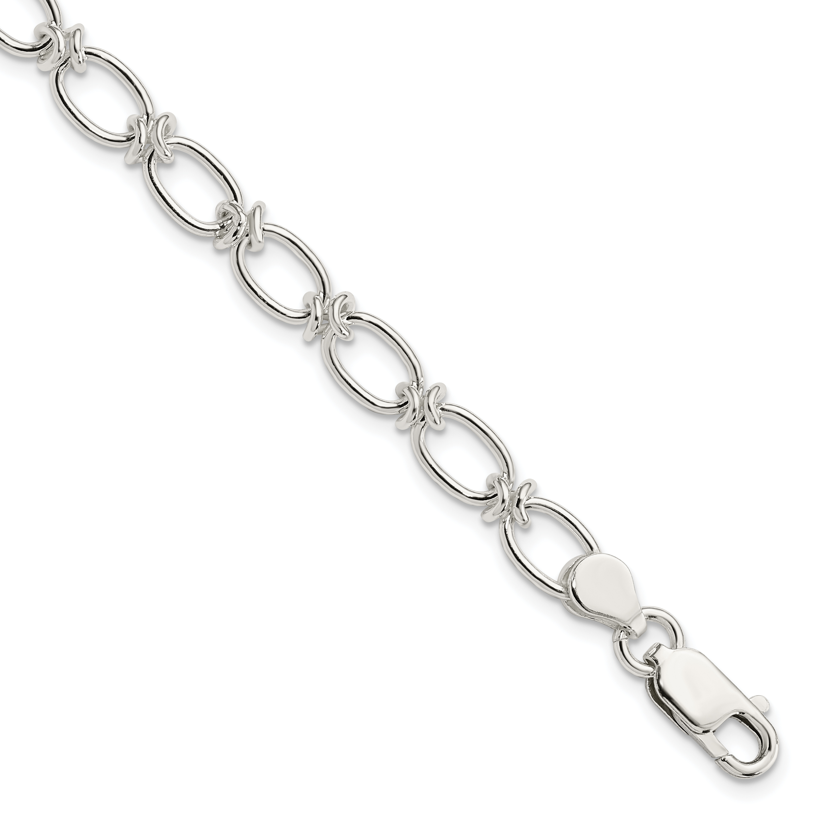 Sterling Silver Polished Oval Link Bracelet (QG3226-7.5)