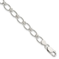 Sterling Silver Polished 5mm Oval Link Bracelet, 7.5" view 1