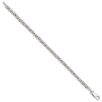 Sterling Silver Polished 6mm Fancy Ring Byzantine Link Bracelet, 7.5" view 2