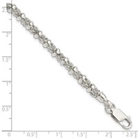 Sterling Silver Polished 6mm Fancy Ring Byzantine Link Bracelet, 7.5" view 4