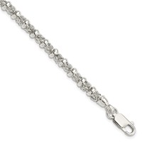 Sterling Silver Polished 6mm Fancy Ring Byzantine Link Bracelet, 7.5" view 1