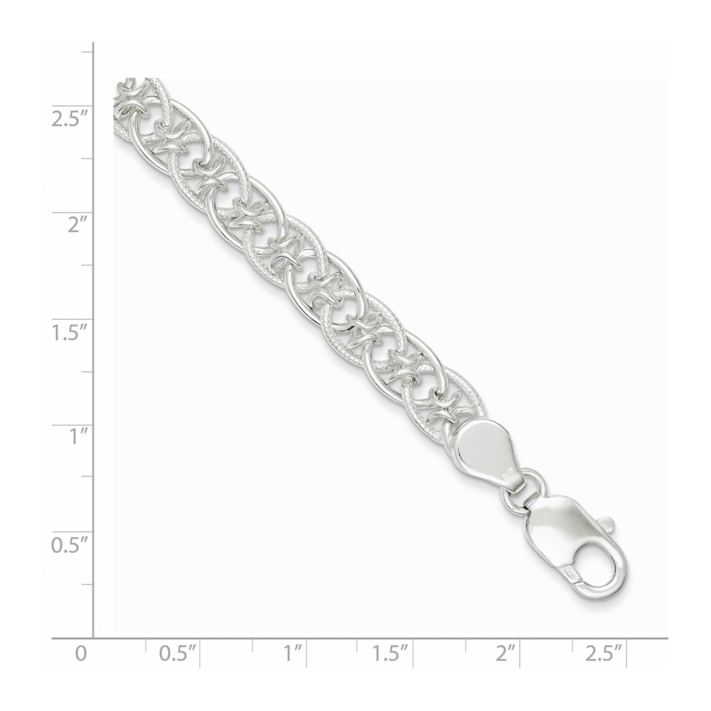 Sterling Silver Polished and Textured Fancy Bracelet (QG3229-7.5)