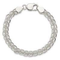 Sterling Silver Polished and Textured Fancy Bracelet, 7.5" view 3