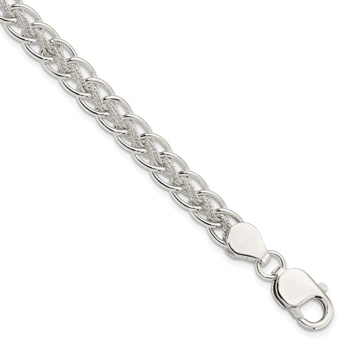 Sterling Silver Polished and Textured Fancy Bracelet, 7.5"