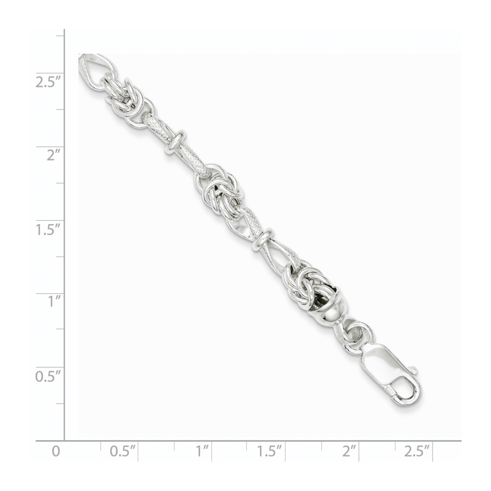 Sterling Silver Polished and Textured Fancy Bracelet (QG3231-7.5)