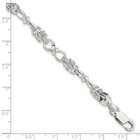Sterling Silver Polished and Textured 6mm Fancy Byzantine Link Bracelet, 7.5" view 3