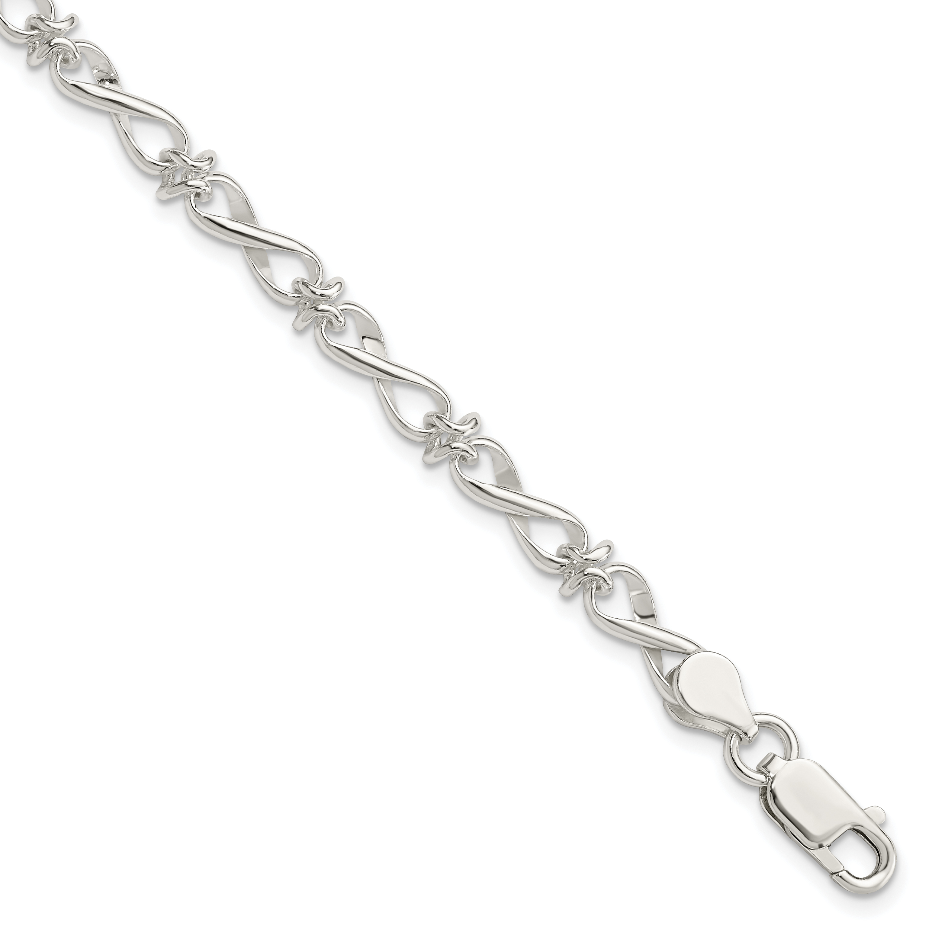 Sterling Silver Polished Fancy Link Bracelet (QG3232-7.5)