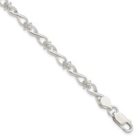 Sterling Silver Polished Fancy Infinity Link Bracelet, 7.5" view 1