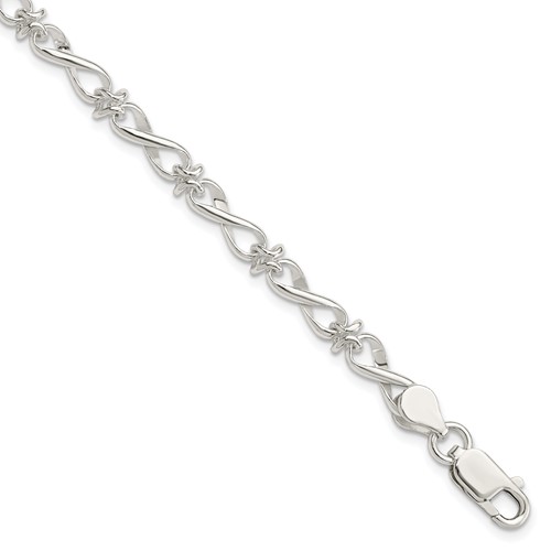 Sterling Silver Polished Fancy Infinity Link Bracelet, 7.5"