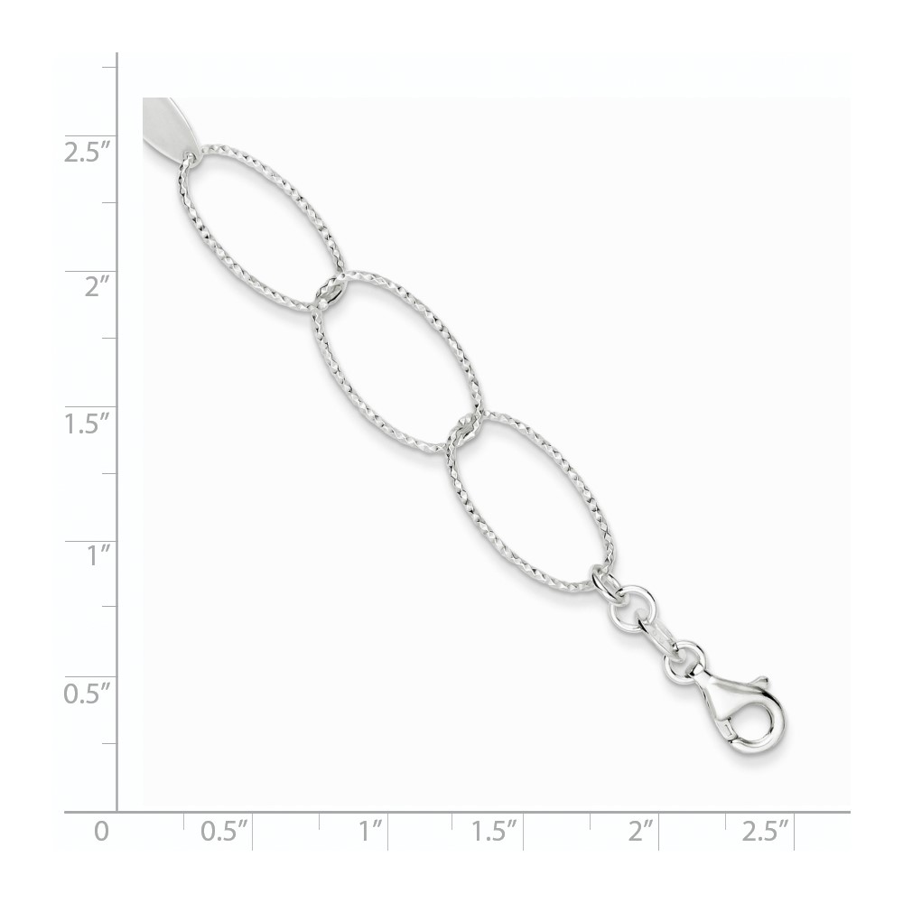 Sterling Silver Polished and Textured Oval Link Bracelet (QG3237-7.5)