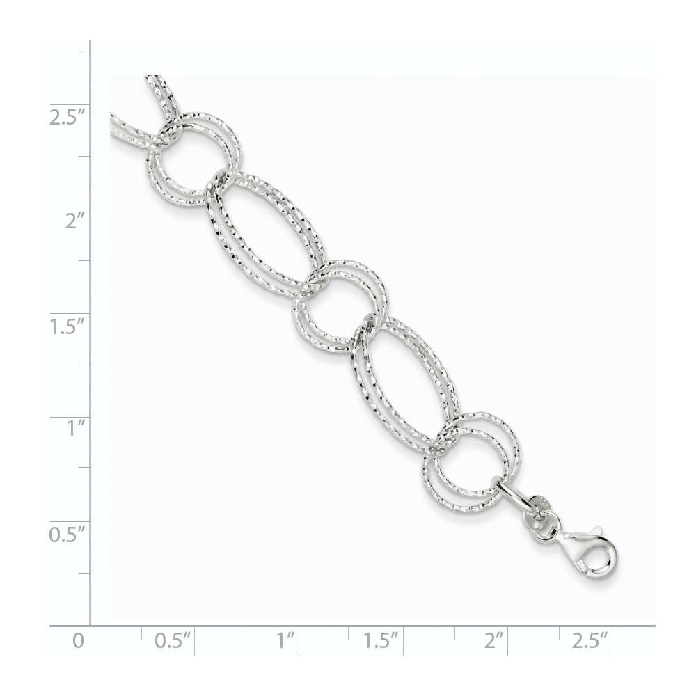 Sterling Silver Textured Double Link Bracelet (QG3238-7)