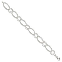 Sterling Silver Textured Double Link Bracelet - 7in view 2