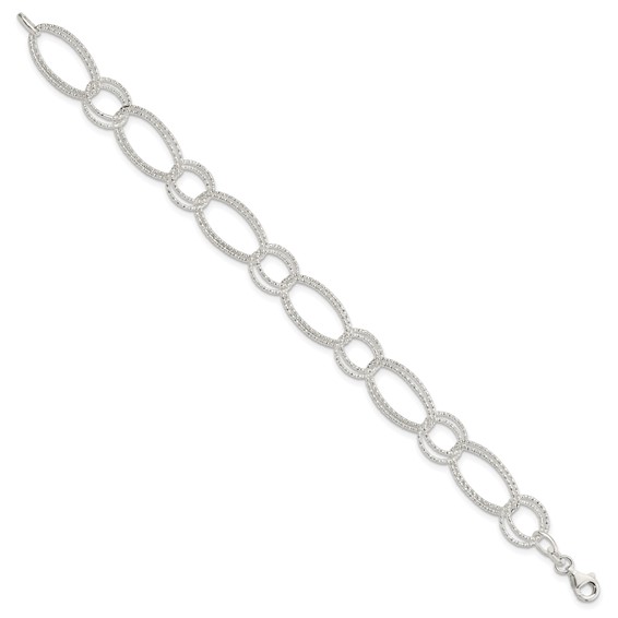 Sterling Silver Textured Double Link Bracelet