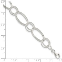 Sterling Silver Textured Double Link Bracelet - 7in view 4