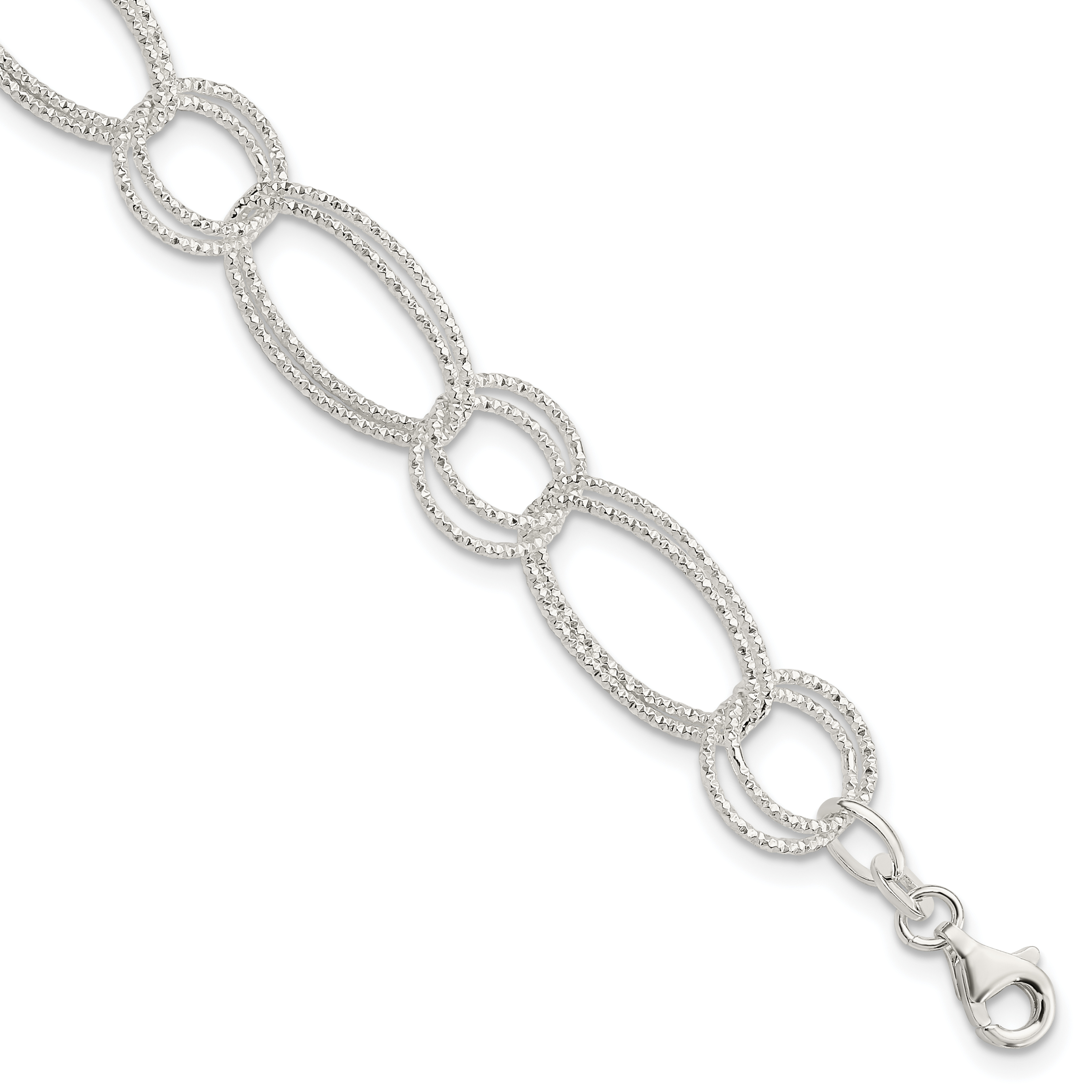 Sterling Silver Textured Double Link Bracelet (QG3238-7)