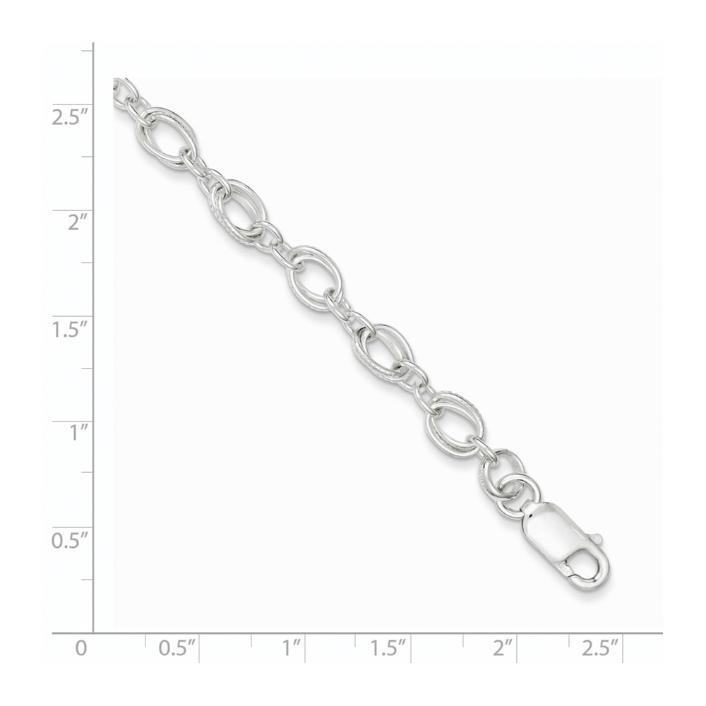 Sterling Silver Polished and Textured 5.5mm Fancy Bracelet (QG3246-7.5)