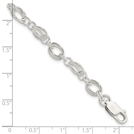 Sterling Silver Polished and Textured 5.5mm Fancy Bracelet