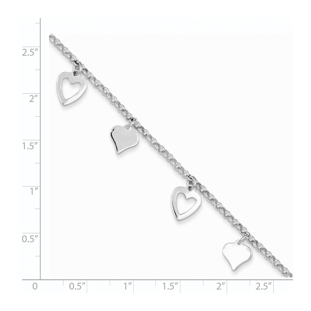 Sterling Silver Polished Heart Bracelet (QG3262-7.5)