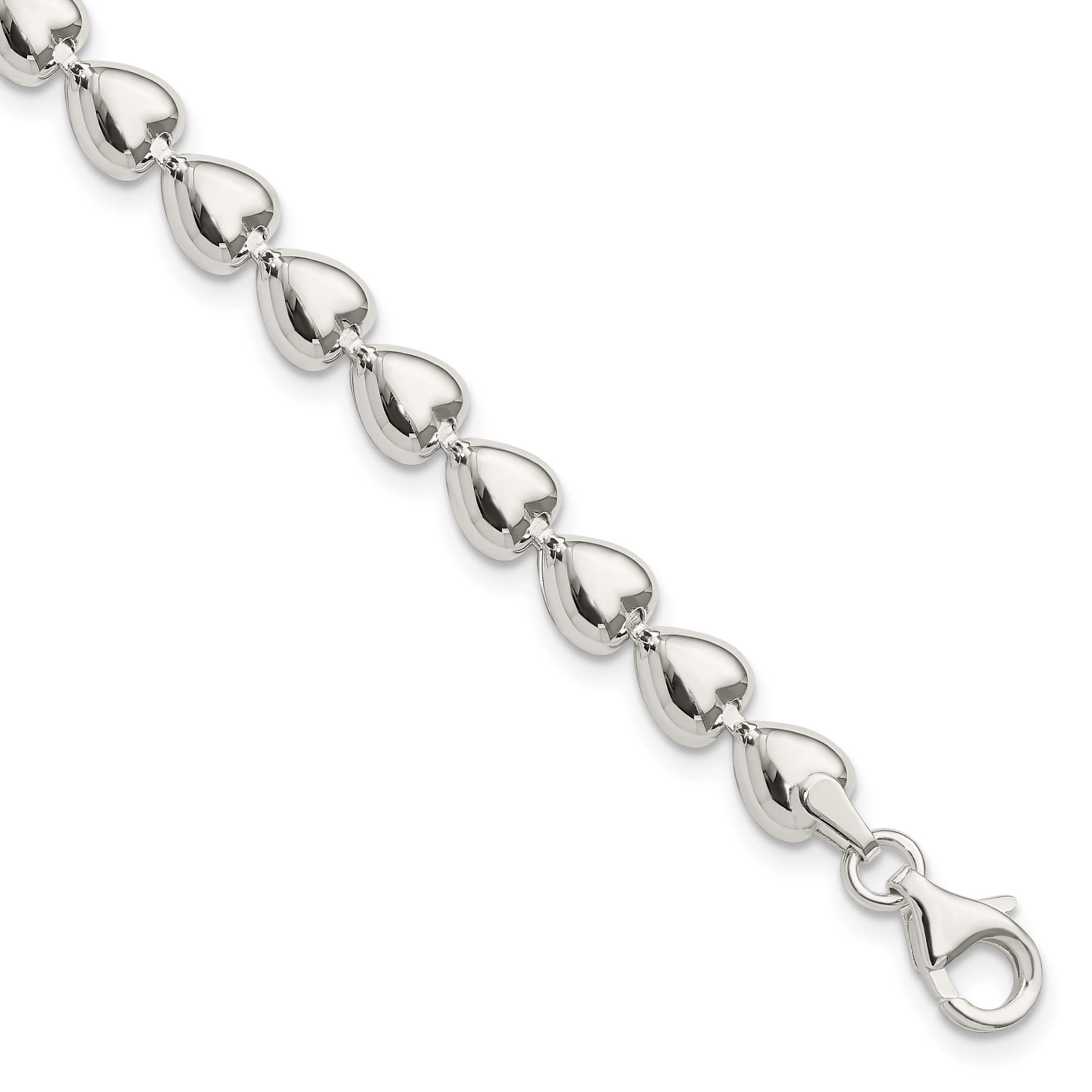 Sterling Silver Polished Heart Bracelet (QG3265-7.5)
