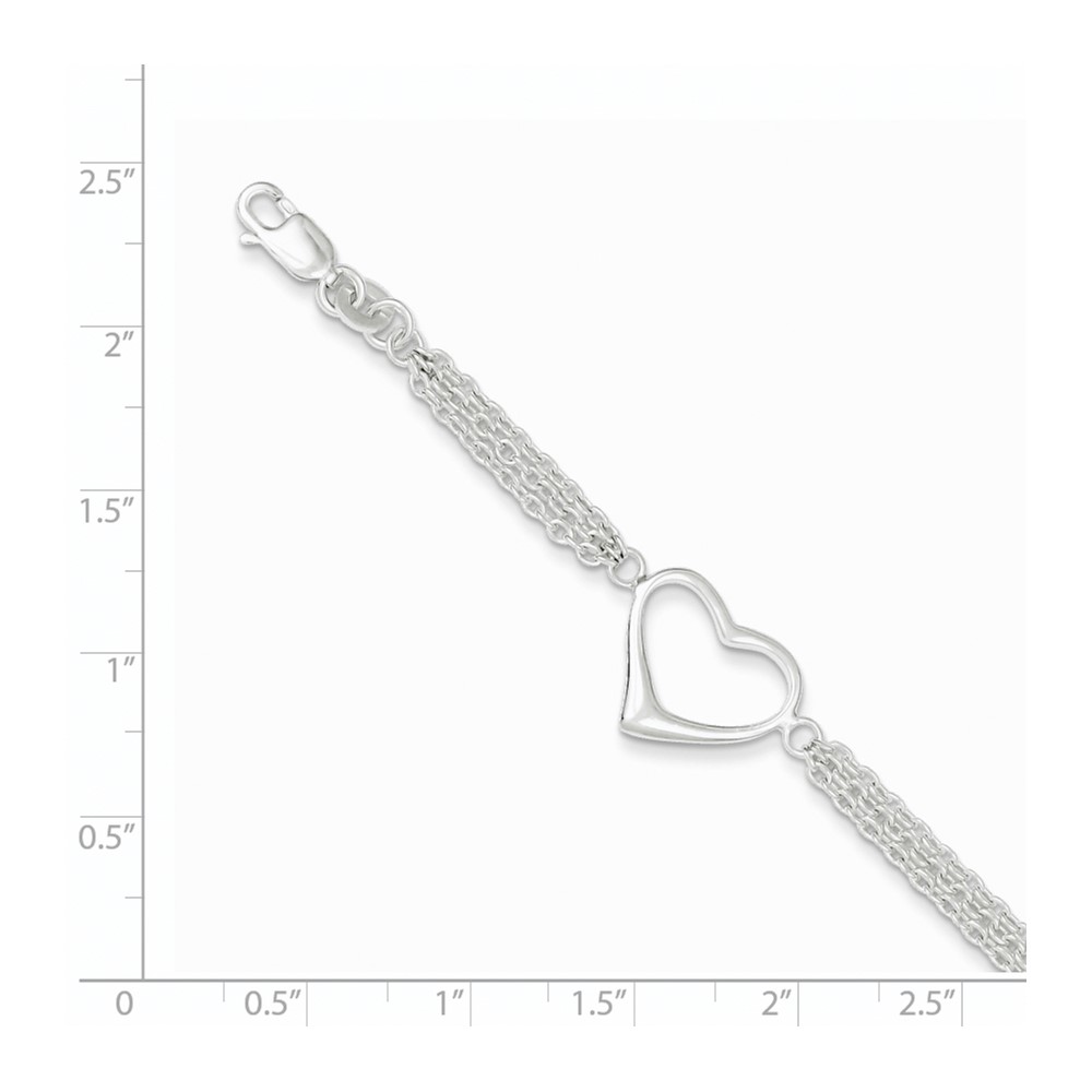 Sterling Silver Heart Bracelet (QG3268-7.5)