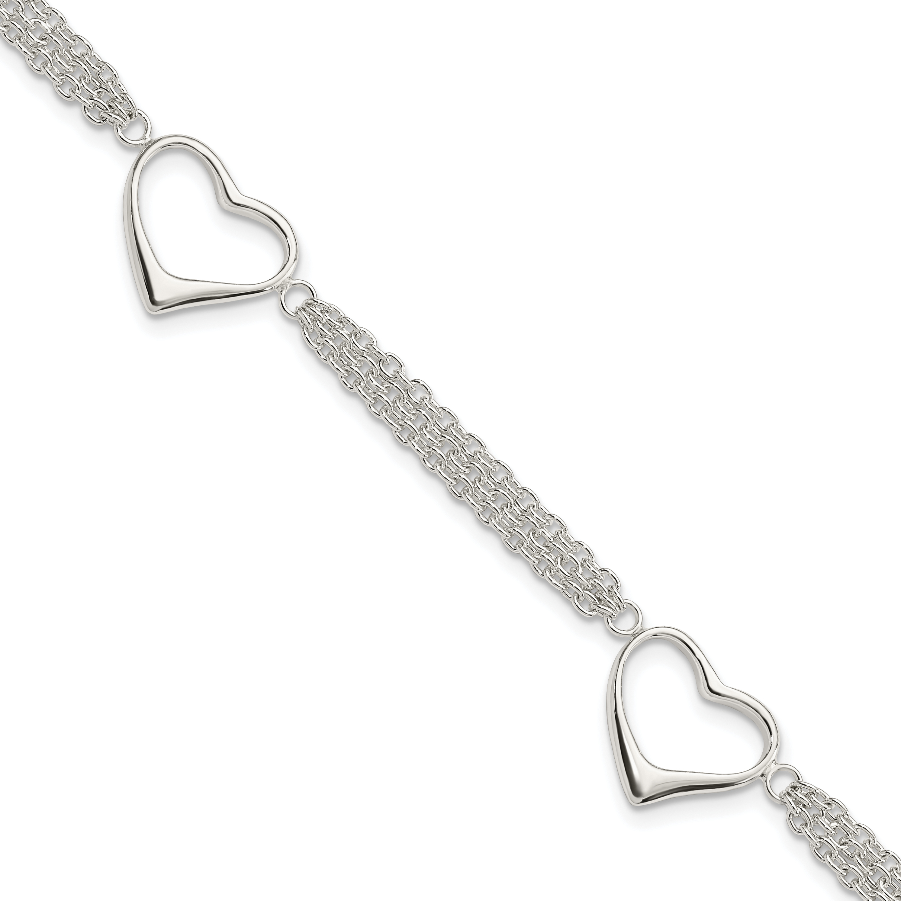 Sterling Silver Heart Bracelet (QG3268-7.5)
