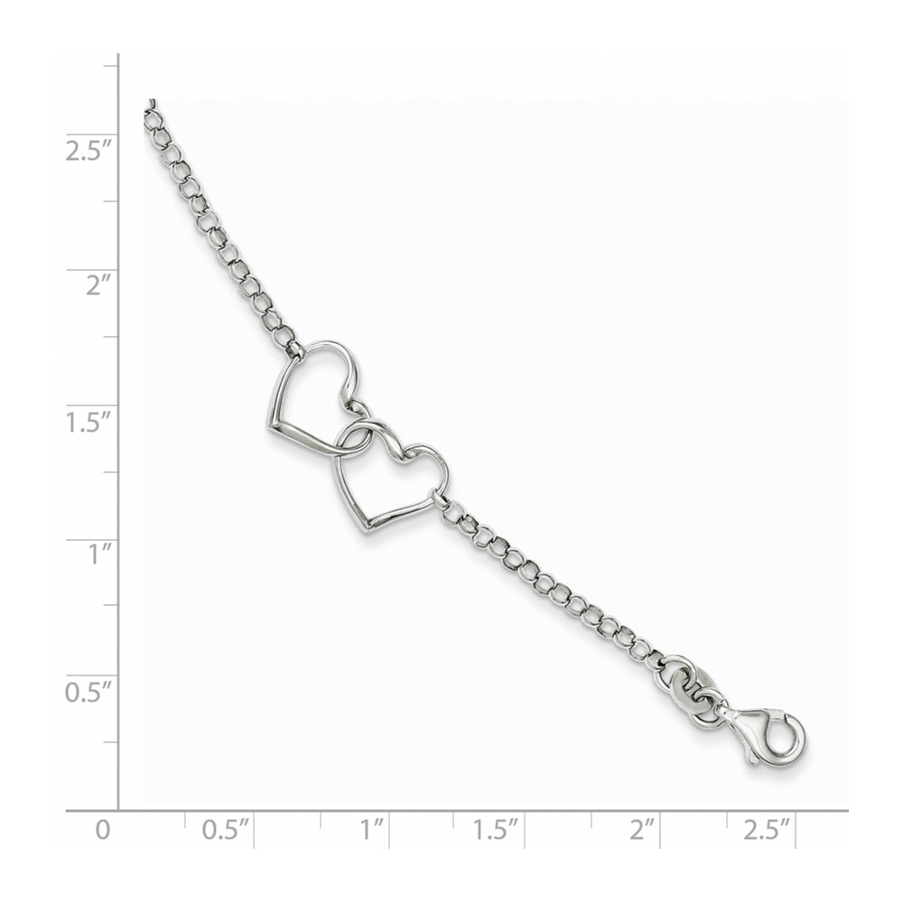 Sterling Silver Rhodium Plated Heart Bracelet (QG3271-7.25)