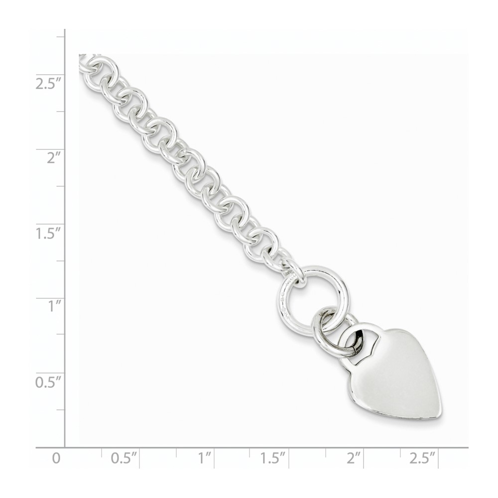 Sterling Silver Polished Heart Bracelet (QG3274-7.5)
