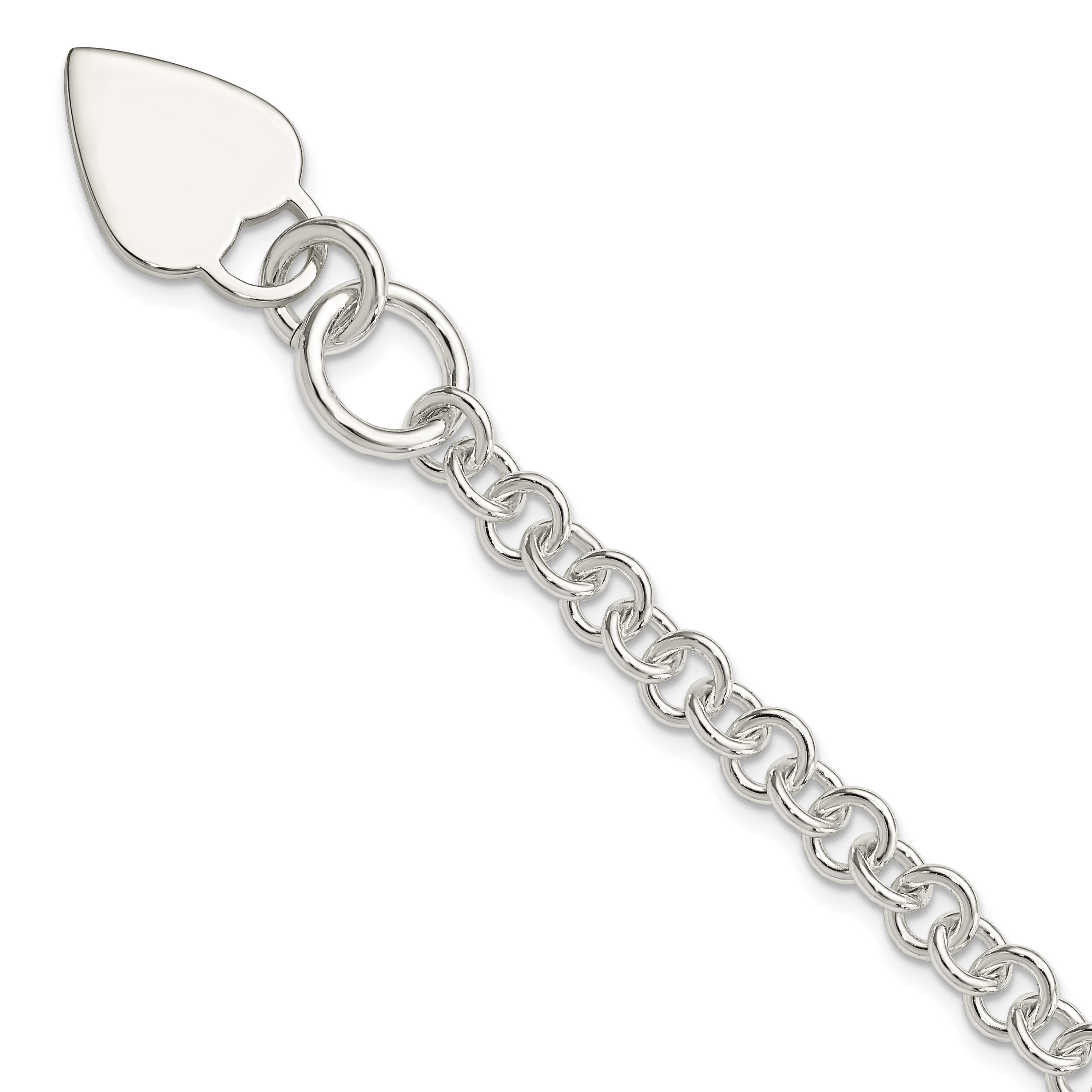 Sterling Silver Polished Heart Bracelet (QG3274-7.5)