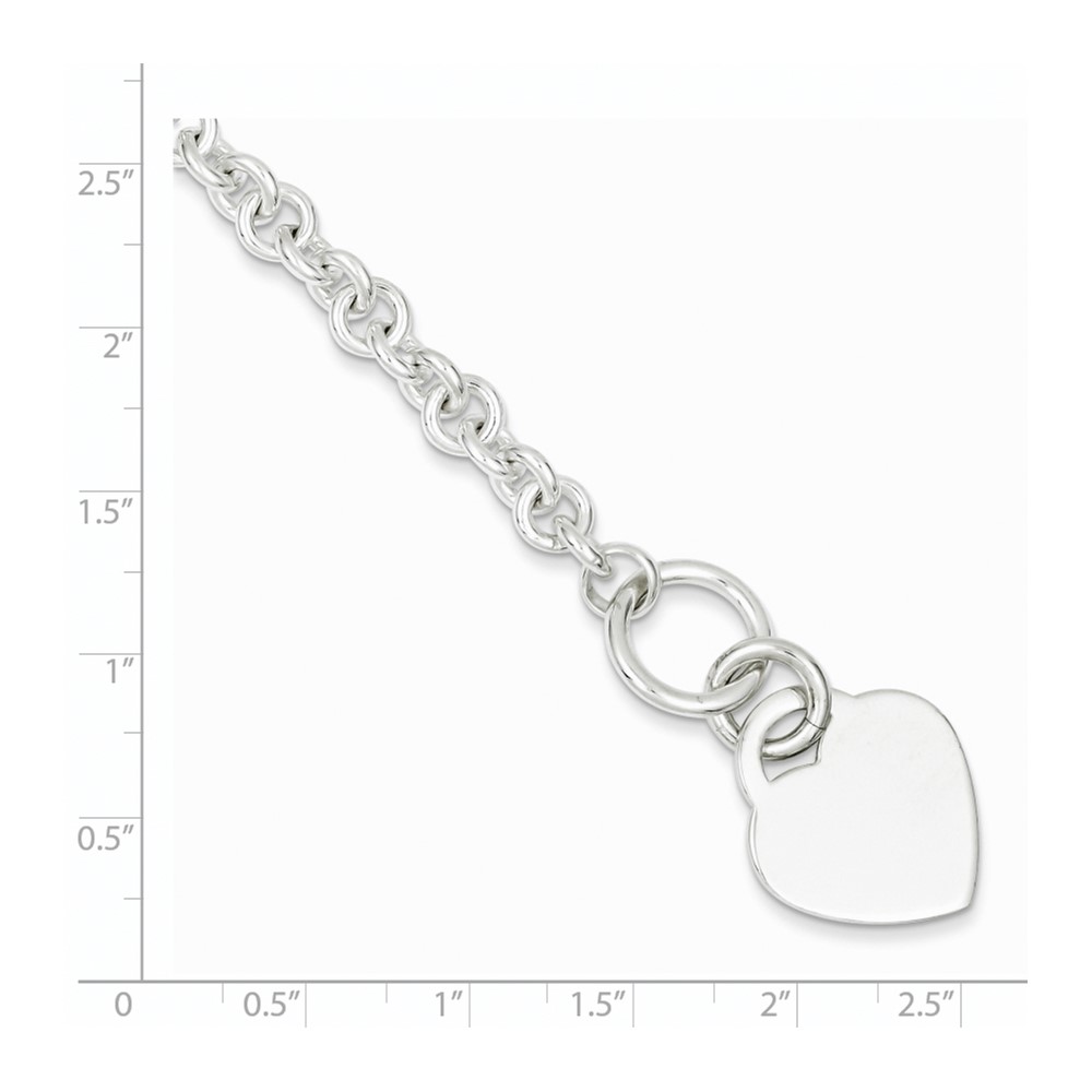 Sterling Silver Polished Engraveable Heart Bracelet (QG3275-7.5)