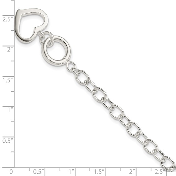 Sterling Silver Open Link Heart Bracelet