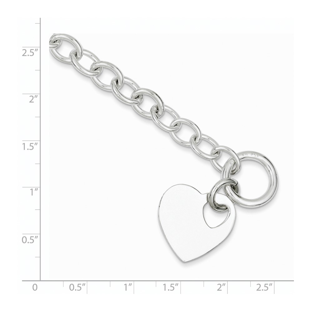 Sterling Silver Polished Engraveable Heart Bracelet (QG3279-7.5)