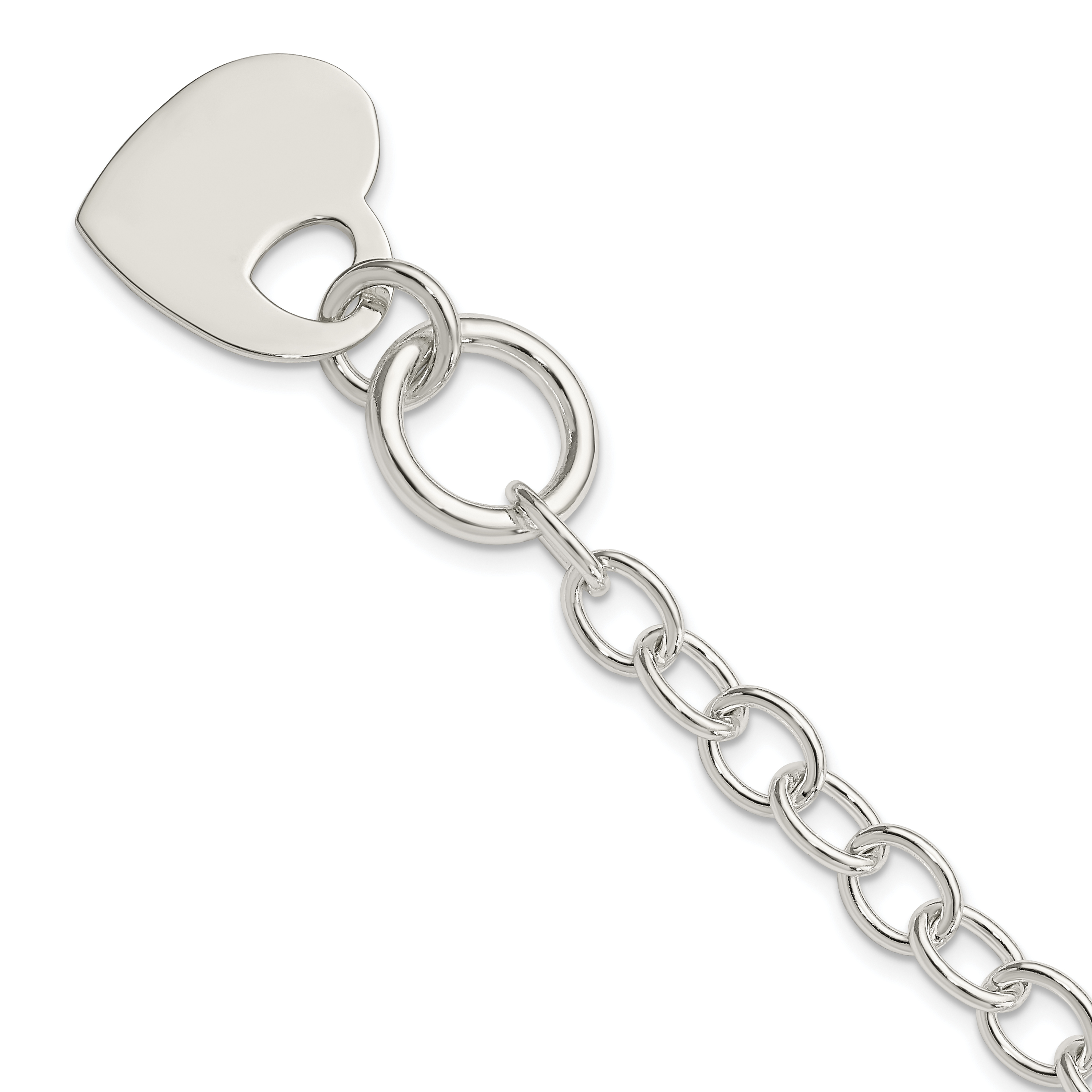 Sterling Silver Polished Engraveable Heart Bracelet (QG3279-7.5)