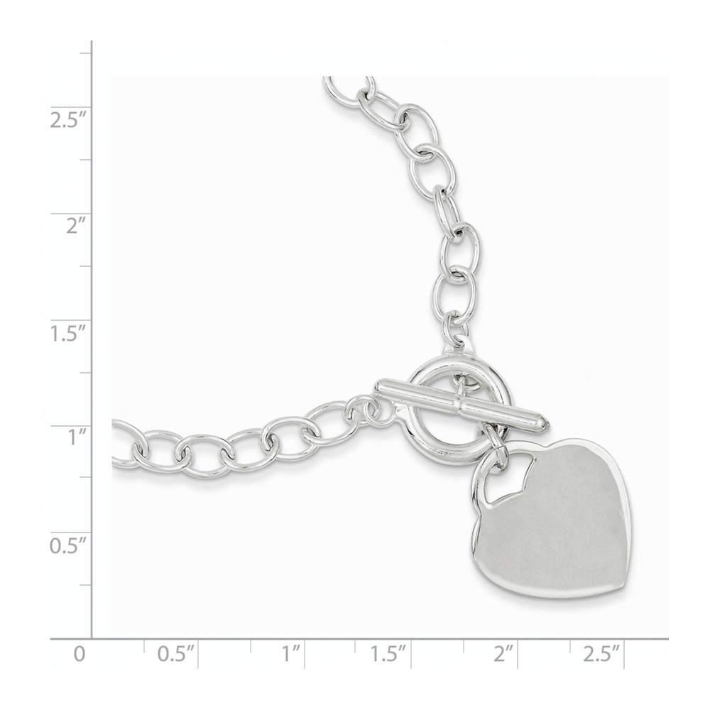 Sterling Silver Oval Link Engraveable Heart Bracelet (QG3280-7.5)
