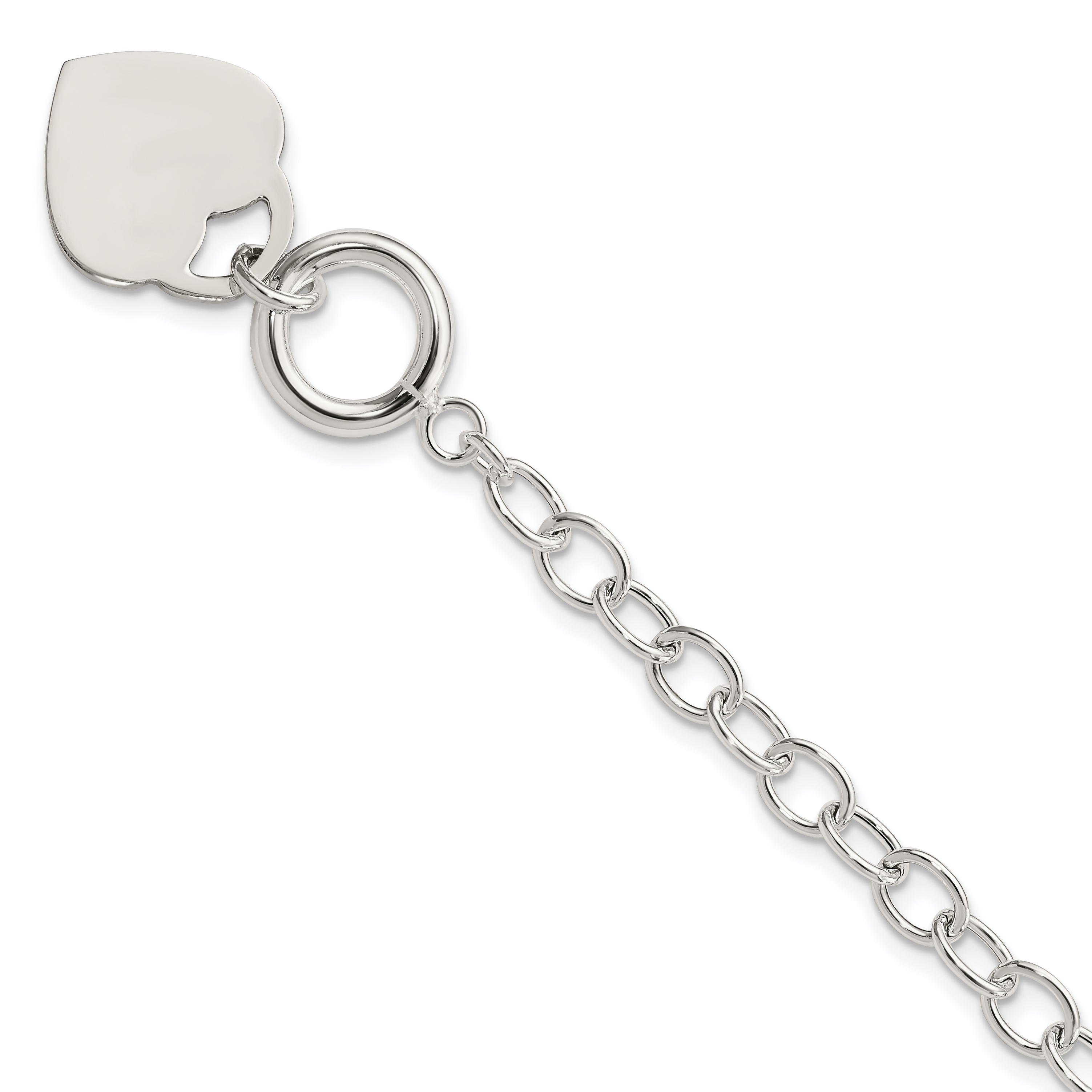 Sterling Silver Oval Link Engraveable Heart Bracelet (QG3280-7.5)