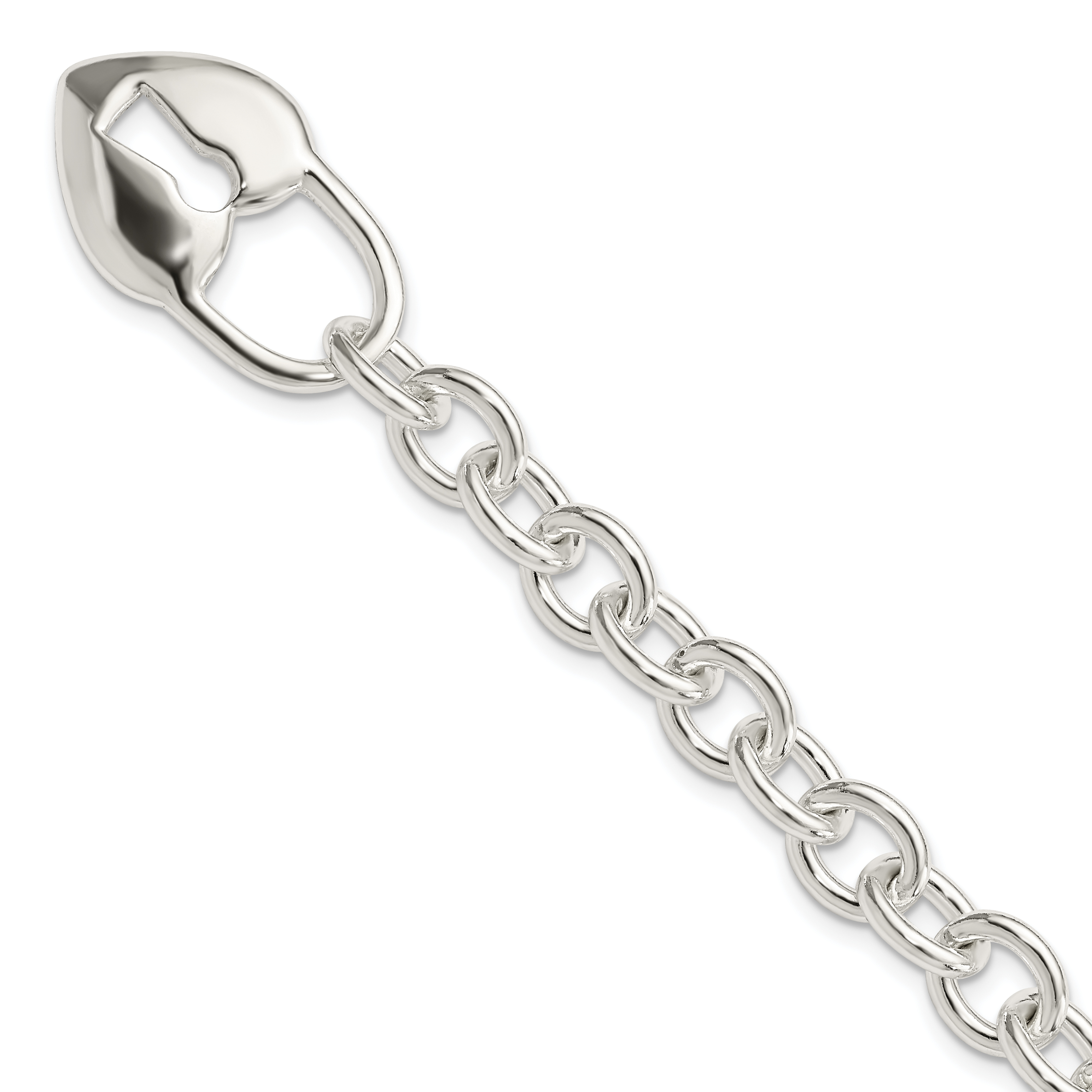 Sterling Silver Polished Heart and Key Bracelet (QG3281-7.5)