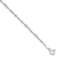 Sterling Silver Diamond-cut Fancy Beaded Bracelet with 1 Inch Extension, 7" view 1
