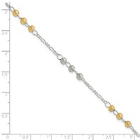 Sterling Silver Gold-tone Textured Beaded Bracelet, 7" view 4