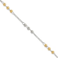 Sterling Silver Gold-tone Textured Beaded Bracelet, 7" view 1