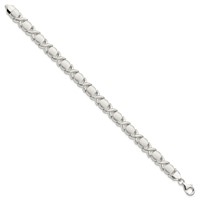 Sterling Silver Polished and Satin 9mm X and O Bracelet, 7" view 2