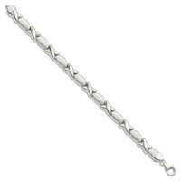 Sterling Silver Polished and Satin 8mm X and O Bracelet, 7" view 2