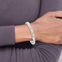 Sterling Silver Polished and Satin 8mm X and O Bracelet, 7" view 5
