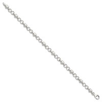 Sterling Silver Polished Circles and Brushed Hearts Bracelet, 7.5" view 2