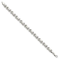 Sterling Silver Polished and Satin X and Hearts Bracelet, 7" view 2