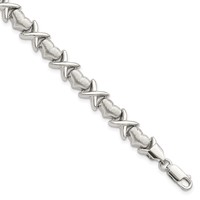 Sterling Silver Polished and Satin X and Hearts Bracelet, 7" view 1