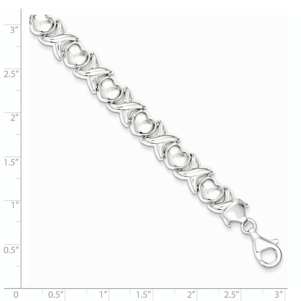 Sterling Silver Polished X and O Bracelet (QG3312-8)