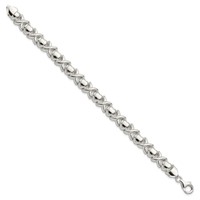 Sterling Silver Polished X and Hearts Bracelet - 7in view 2