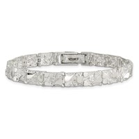 Sterling Silver 7mm Nugget Link Mens Bracelet, 8" view 3