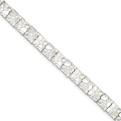 Sterling Silver 9mm Nugget Link Bracelet, 7"