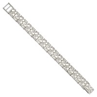 Sterling Silver 15mm Nugget Link Mens Bracelet, 8.5" view 2