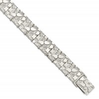 Sterling Silver 15mm Nugget Link Mens Bracelet, 8.5" view 1